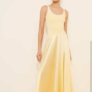 ✨ Rare London Yellow Satin Midi Dress
